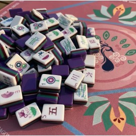 Acrylic Mahjong Tiles, American Mah Jongg Portable Travel Set, Durable 160Pcs Game for Adults Party Indoor Outdoor UseColor: purple