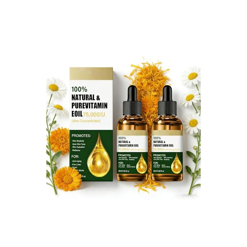FEXMS-Aceite de Vitamina E para la Cara, Puro 75,000 UI,