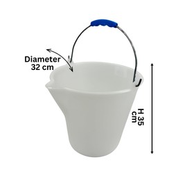 Chabrias Ltd Heavy Duty Plastic Bucket with Handle 12 Litre, White, Cleaning Bucket, Colour Coded Cleaning, Size: 32(H) x35(Dia) cm, Graduated Bucket with Pouring Lip, Professional & Home Use, L571.