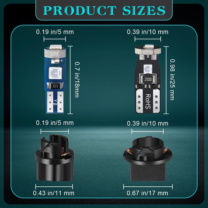 BBTO 40 Set T5 T10 LED Bulbs Dash Lights with
