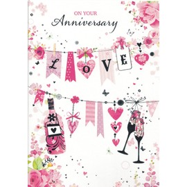 Simon Elvin Open Anniversary Card - Couple Wedding Anniversary 19.5cm x 13.5cm (7.5" x 5.25") C50F