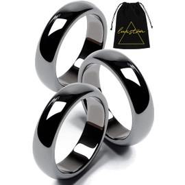 Genuine Magnetic Hematite Rings, 3 Rings in Each Order, Black Hematite Ring, Unisex Women Men, Fidget Ring, Magnetic Ring (10)
