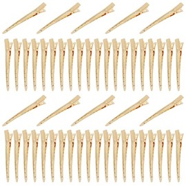 Lawie 50 Pack 3.5" Metal Alligator Hair Styling Curl Clips Hair Salon Duckbill Hair Sectioning Clips Crocodile Hair Pins Barrettes Accessories for Women Girls (Gold)