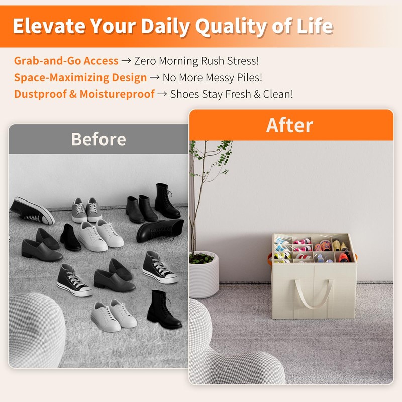 Aokeyee Shoe Organizer for Closet, 2 Pack Foldable Shoe Storage