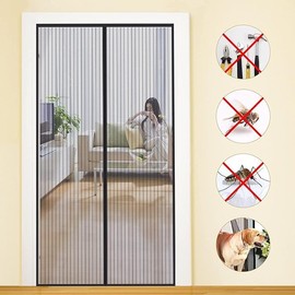 MYCARBON Magnetic Fly Screen Door, Upgrade Enhanced Screen Mesh, Powerful Magnets, Full Frame Magic Mosquito Door Screen Curtain No Gap, Keeps Bugs Out - Pet and Kid Friendly, 95 * 200cm