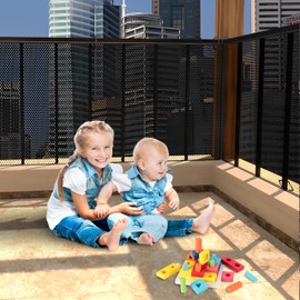 6 m Children's Safety Net, Balcony Railing, Stair Safety Net, Sturdy Fence Net, Children, Pets, Toy Patio Protection Net, with Nylon Rope, Drawstring, Floor Buckle, 6 x 0.9 m, Black