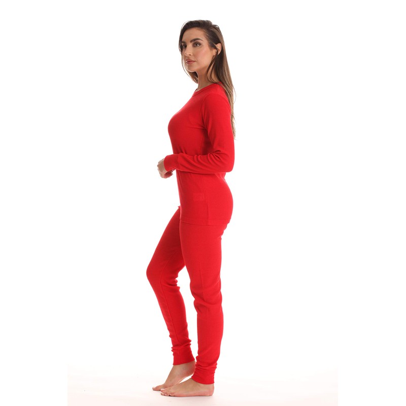 Just Love Conjunto de pijama térmico para mujer, Rojo, XL