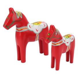 Wooden Swedish Dala Horse Ingenious Hand Painted Coloring 1 Pair Fine Carved Swedish Dala Horse Density Board Souvenir Decoration