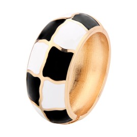 wynameleri Modern Wide Bangle Cloisonne Enamel Cuff Bracelet Golden Hinged Jewelry Gift for Women 179326-16704 White Black