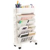 Tstorage Plastic Mobile Storage Bookshelf, 5-Tier Tableside Rolling Bookcase, Mobile