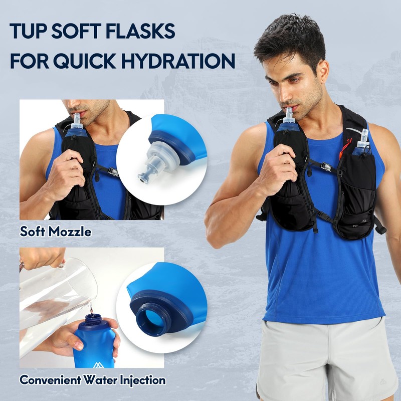 Haimont Hydration Running Vest with 2 Soft Flasks for Hiking