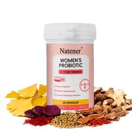 Natener Vaginal Probiotics for Women - 200 Billion CFUs Women's probiotic + Slippery Elm + Maca Root -15 Day Awaken, Support Vaginal Moisture*, PH Balance*, Vaginal Dryness*, Immune* & Mood*, 60 Caps