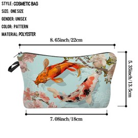 Livel lhood Koi Fish Cosmetic Bag for Women Cute Small Makeup Bag for Purse Travel Toiletry Zipper Pouch for Girls Gift for Sisters Koi Fish Makeup Bag for Her
