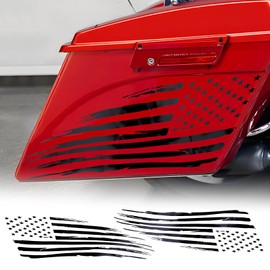 Fits 1993-2013 Harley Davidson Touring American Flag Saddle Bag Side Decals Exterior SaddleBag Vinyl Cover Accessories Black