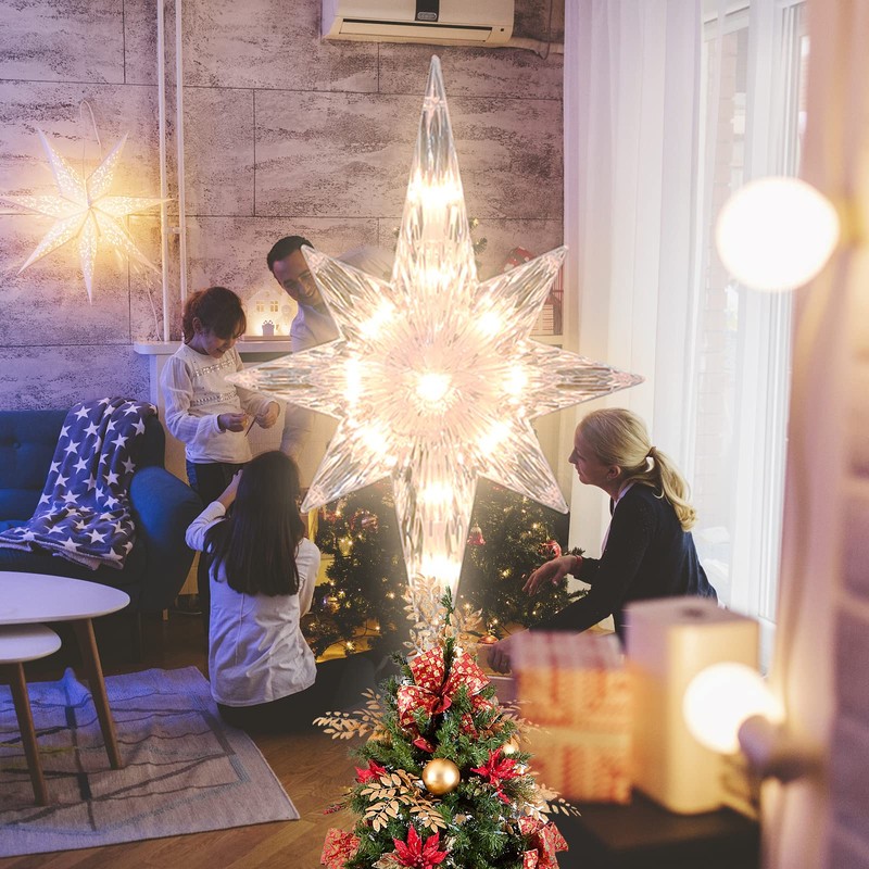 TWINGLEHOME 12 Inch Christmas Star Tree Topper, 10 Lights Bethlehem