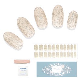 Ururila Gel Press-On Nails, Curing Type, Just Stick it On, Home Nail Care, Glossy Fit, Beige, 780. Champagne Glitter x Clear