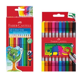 FABER-CASTELL 205072 - Pen Set with Felt Tip Pens and Colouring Pencils, 22 Pieces, for Children and Adults