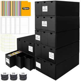 REAQUE Trading Card Organizer - Card Storage Box with 21-600 CT Boxes - 72 Dividers, Labels and Tapes - 21000+ Cards Capacity - Perfect for TCG, MTG, Sports Cards,Collectible Card Games