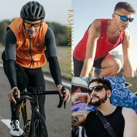 Men's Sports Sunglasses, Polarized Lightweight, TR90, UV400, UV Protection, For Running, Cycling, Fishing, Exercise, Sunglasses Sports, [A5] Matte black + dimmable