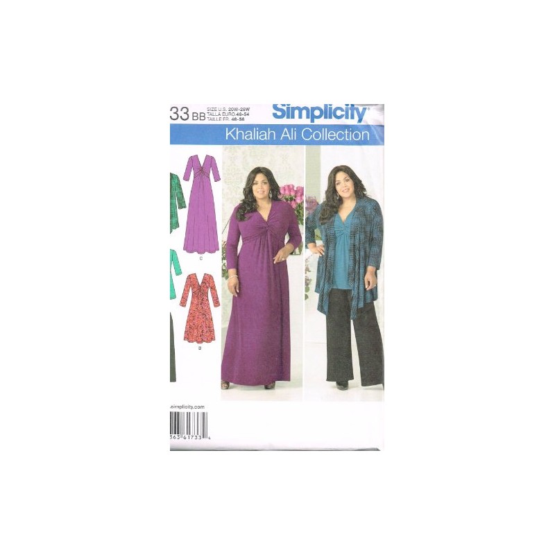 Simplicity Pattern 1733.Bb 20W - 28W Misses' and Plus Size