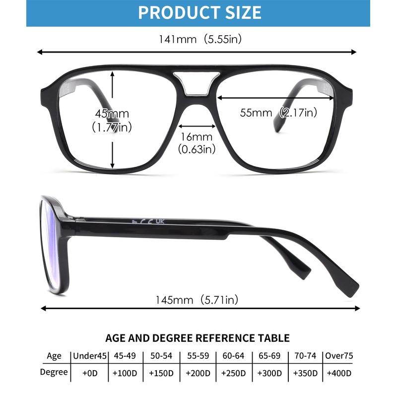 JM 3 Pack Oversized Aviator Reading Glasses for Women Men,