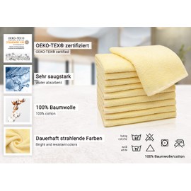 ZOLLNER Set of 10 Guest Towels 30 x 50 cm Cotton Yellow
