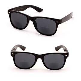 Classic Bifocal Outdoor Reading Sunglasses - Comfortable Stylish Simple Readers Magnification (2 Black Lens, 1.50)