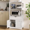 DICTAC Kitchen Pantry Storage Cabinets with Shelves,Drawer and Doors,Microwave Cart