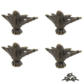 Hitefu Retro Furniture Feet Metal Feet for Jewelry Box,Bronze Antique Furniture Legs Claw Feet for Crafts,24Pcs Box Hardware Decorative Feet Metal Corner Feet for Jewelry Box,Chest Box Legs Protector
