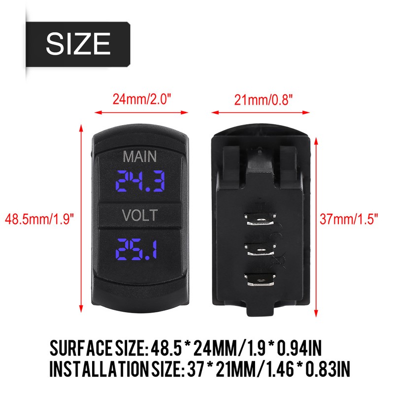 Car DC 10V-60V Blue LED Digital Dual Voltmeter Universal for