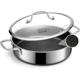 SNOWCLAD Hybrid Non Stick 5 Quart Everyday pan,Chicken Fryer, PFOA Free Cookware, 12 inch
