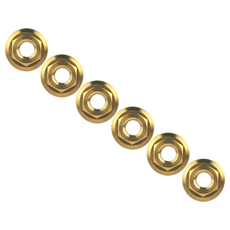 Ruifu Titanium Alloy Flanged Nuts M5 M6 6 Pack (M6,