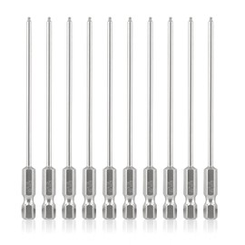 LDEXIN 10Pcs Ball End Hex Head Screwdriver Bits Set, 1.5mm Magnetic Tips Ball End Drill Bit Magnetic with 1/4 Inch Hex Shank, 100mm Length
