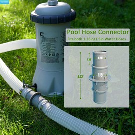 Pool Hose Connector, Fit Both 1.25’ and 1.5’ Pool Hoses, Pool Hose Adapter for Filter Pump, 4PCS Steel Clamps Included, Practical Pool Accessories, 2PCS