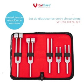 VitalCare | Set de Diapasones Médicos | Con y sin Sordinas | 5 Frecuencias | Diagnóstico Auditivo Profesional