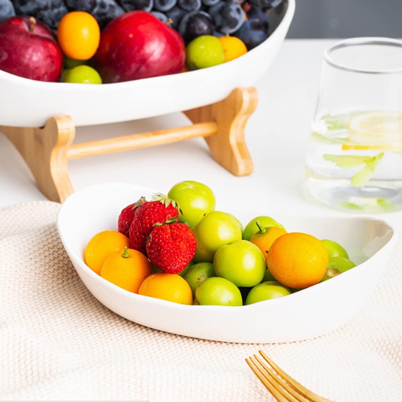 Veloqua 3 Tier Fruit Bowl For Kitchen Counter,Ceramic Fruit Bowl,Large