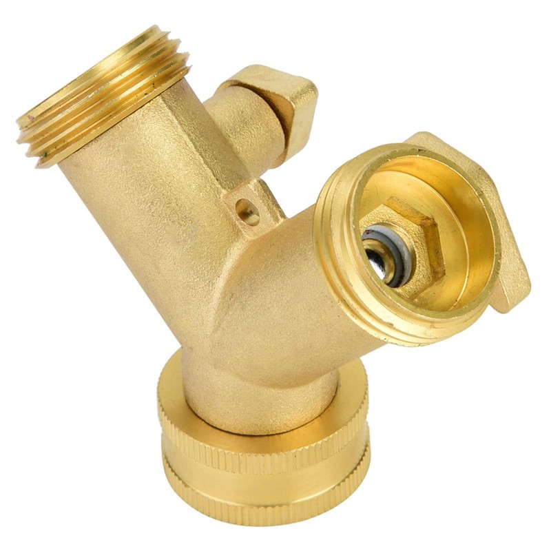 Fdit 3/4 Inch Double Outlet Brass Ball Valve Hose Connector