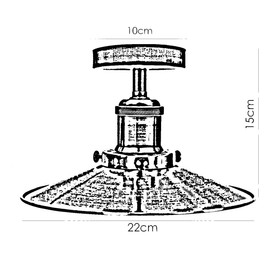 DC Voltage Retro Industrial Semi Flush Mount Ceiling Lights Metal 22 cm Light Shade with E27 Base Lamp Holder for Living Room Kitchen Bedroom Bar Restaurant Offices.