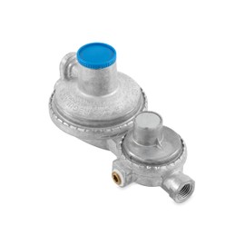 Camco Vertical Two Stage Propane Regulator - Compatible with 20 lb or 30 lb Propane Tanks with ACME Threads - 1/4-inch Female NPT inlet and 3/8-inch Female NPT outlet (59313)