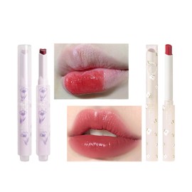 KWOLYKIM 2 Colors Jelly Lipstick & Matte Lipstick, Heart shaped Lip Stain Love Tinted Lip Balm and Velvet Creamy Lip Glaze Hydrating Long lasting Glossy Moisturizing Plumping Lip Makeup