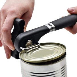 iheyfill safety can opener, stainless steel, ergonomic non-slip design with smooth edge, cuts without sharp edges, lid can be put on again.