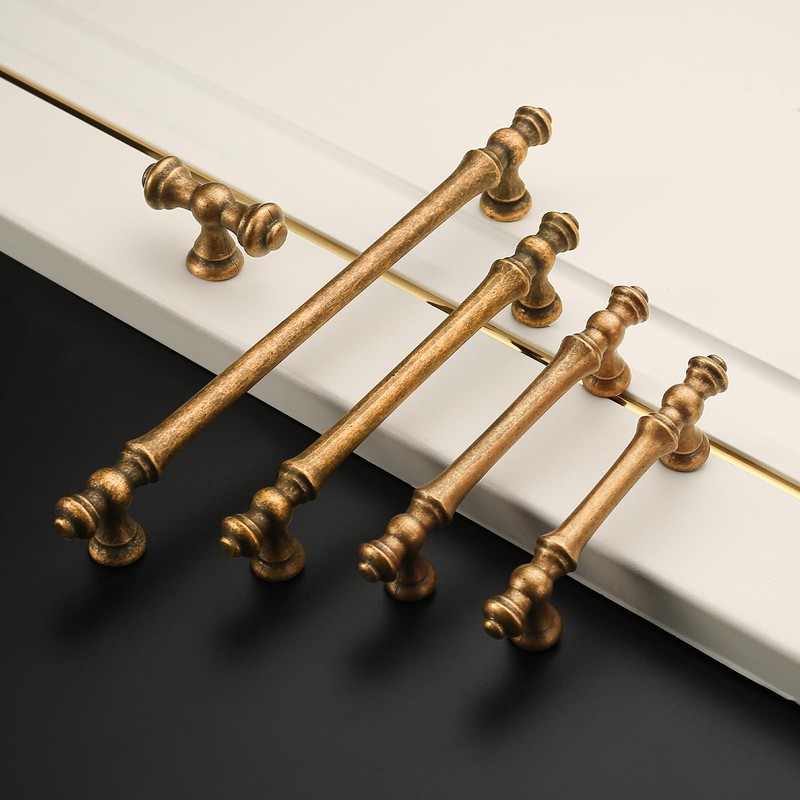 Amerdeco 6 Pack Antique Brass Cabinet Pulls 96mm Hole Center