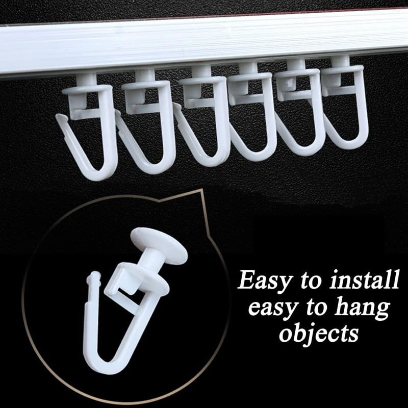DWUENT 160pcs Plastic Curtain Hooks - 25mm Glider Hooks for
