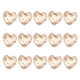 MECCANIXITY 15 Pcs 3D Heart Champagne Nail Rhinestones K9 Glass Crystal Rhinestones Pointed Back Crooked Heart Gems for Nail Charm Art DIY Decoration Craft 8x8mm