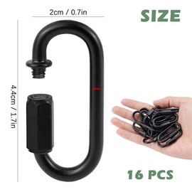 D Shape Locking Carabiner, Black Quick Links