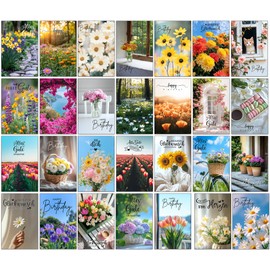 the lazy panda card company Set of 30 Birthday Cards with Envelope. Greeting Card Flowers Birthday Card Happy Birthday Man Woman Cards Card