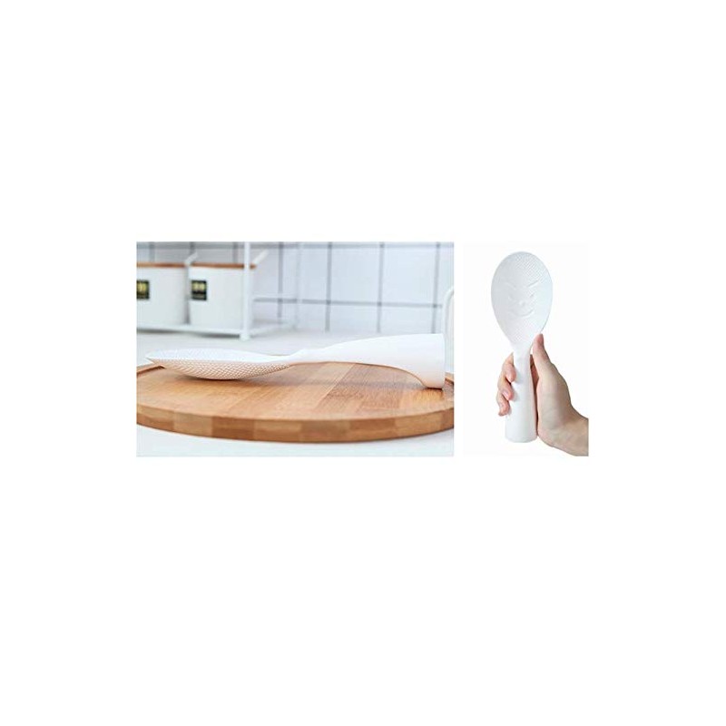 MIZORLIE Rice Paddle Tool,Non-Stick Rice Spoon,Standing Rice Spatula with Smile
