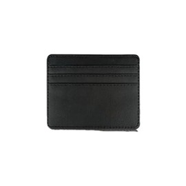 Tangseajiao 1pc Black Credit Card Holder Wallet, Blocking Slim Premium Leather Minimalist Front Pocket, with 6 Card Slots and 1 Pockets for Men Women