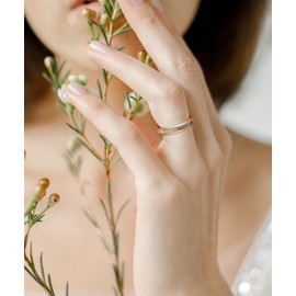 Vakki Rose Gold Rings 4 mm Tungsten Ring for Women White Mother of Pearl Wedding Ring Women's Ring for Wedding Promise Daily Size 49 (15.6) to 62 (19.7), Tungsten Carbide