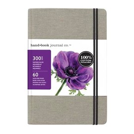 Fluid 100 Watercolor Journal Sketchbook - 100% Cotton Cold Press Paper, Hardcover Linen Large Portrait, 5.5 x 8.25, 30 Pages, Travel Art Supplies